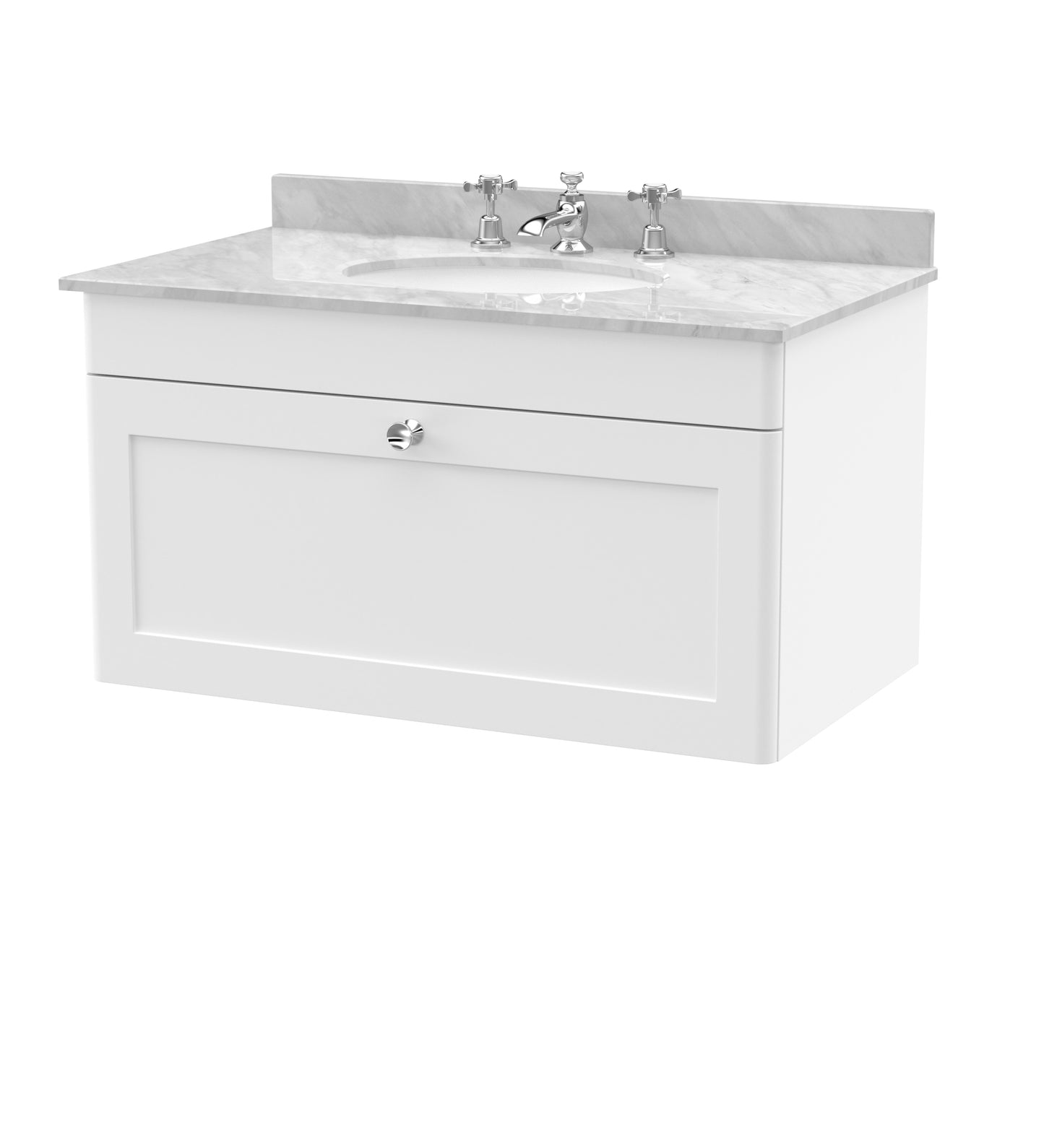 Classique 820mm Traditional Wall Hung 1 Drawer Vanity Unit by Nuie