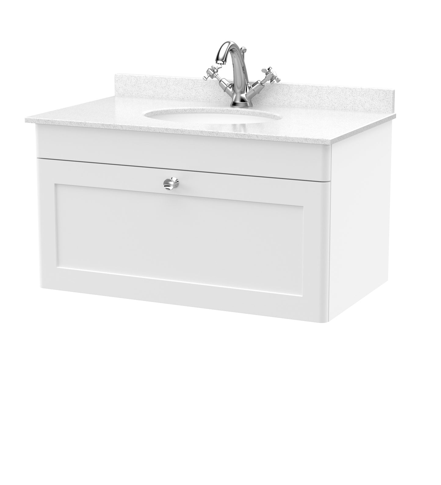 Classique Wall Hung 1 Drawer Vanity Unit with Marble Top by Nuie
