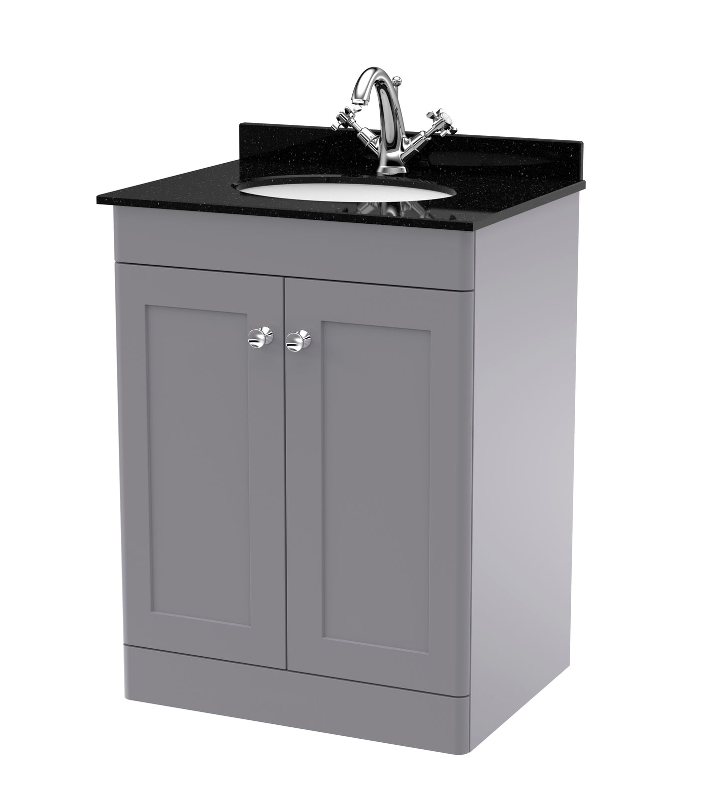 Classique 600mm Floor Standing 2 Door Bathroom Vanity Unit with Marble Top by Nuie
