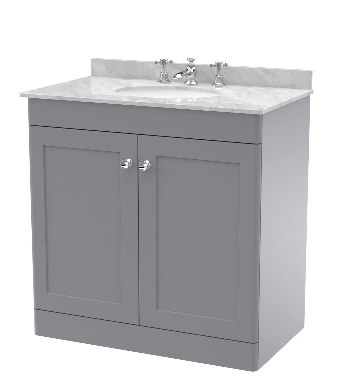 Classique 820mm Floor Standing 2 Door Vanity Unit with Marble Top by Nuie