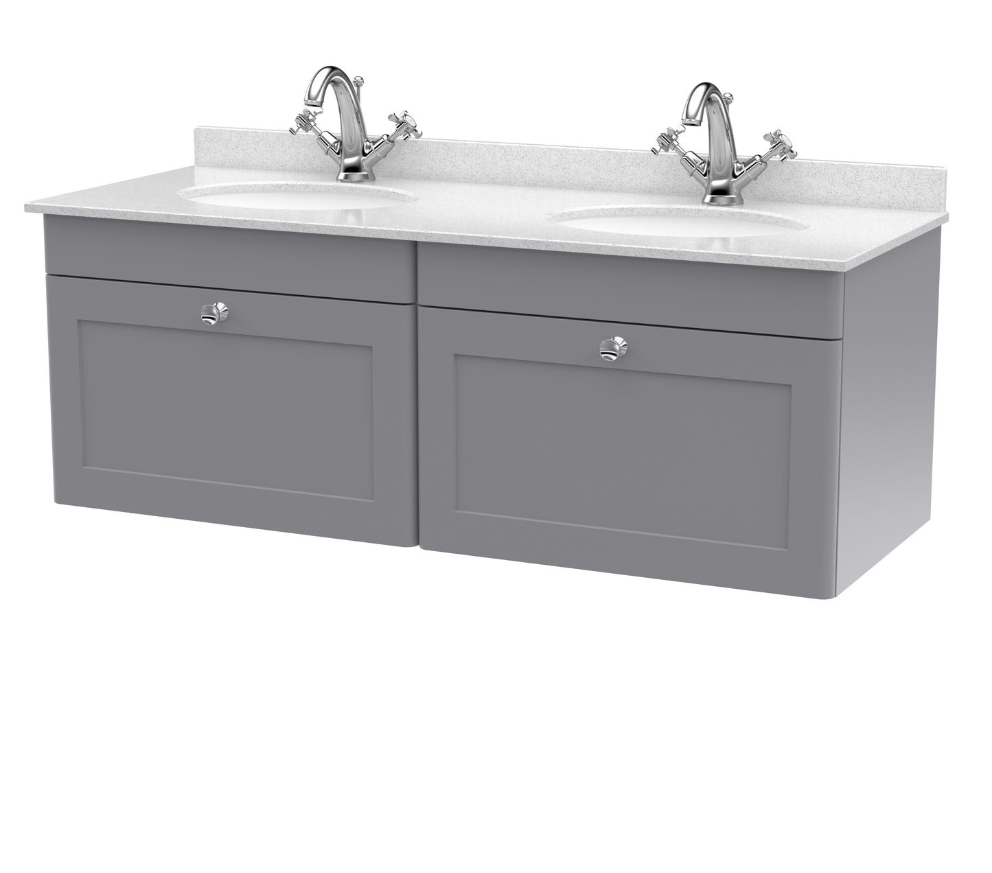 Classique 1220mm Wall Hung 2 Drawer Marble Top Vanity Unit by Nuie