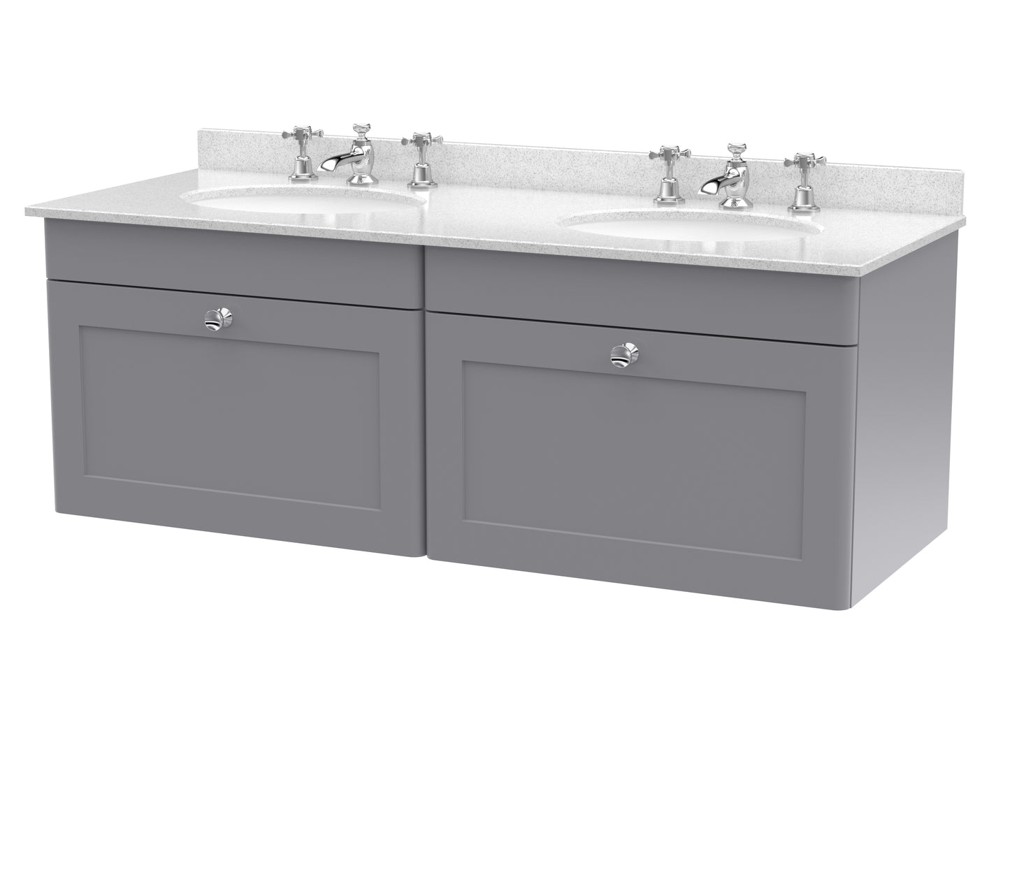 Classique 1220mm Wall Hung 2 Drawer Bathroom Vanity Unit with Backsplash by Nuie
