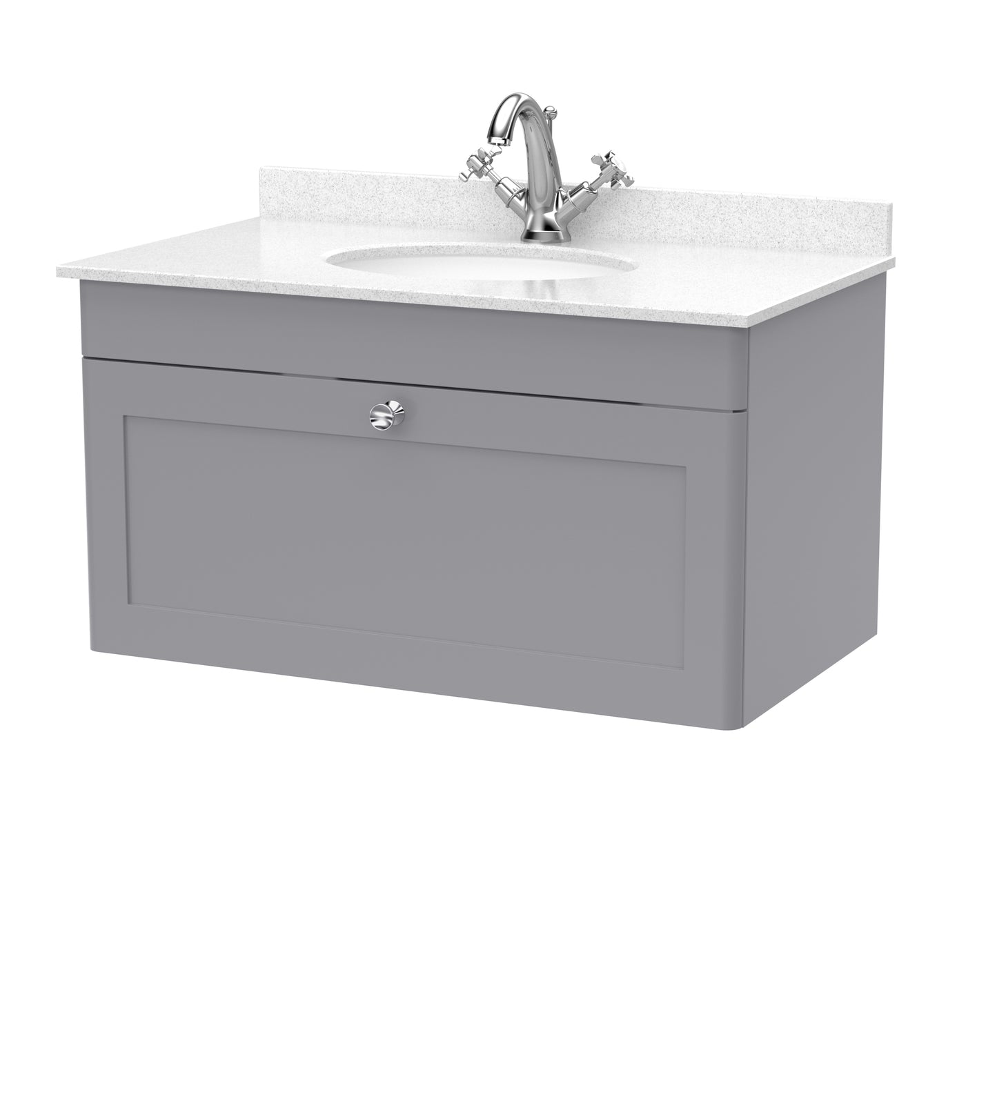 Classique Wall Hung 1 Drawer Vanity Unit with Marble Top by Nuie