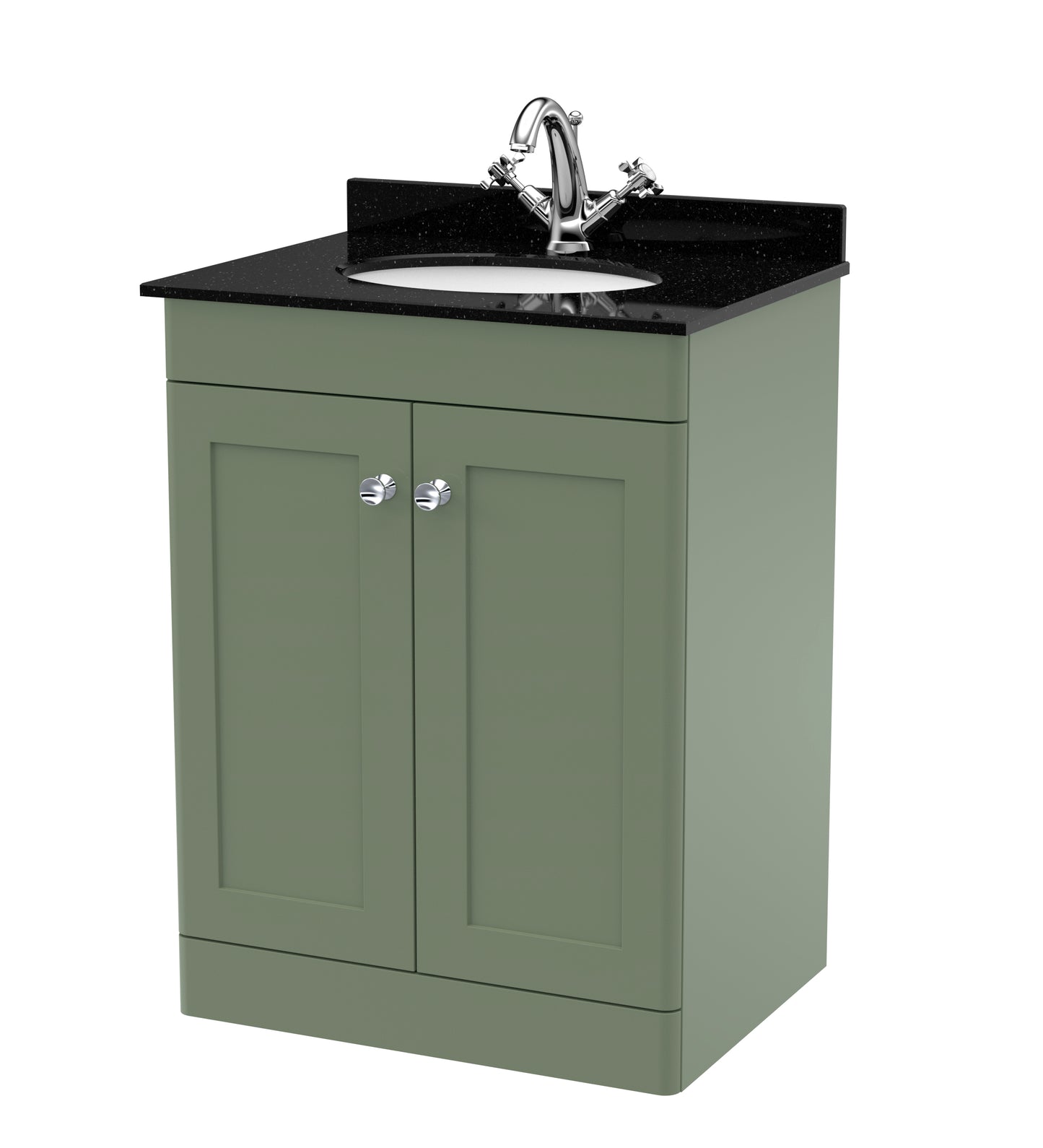 Classique 600mm Floor Standing 2 Door Bathroom Vanity Unit with Marble Top by Nuie