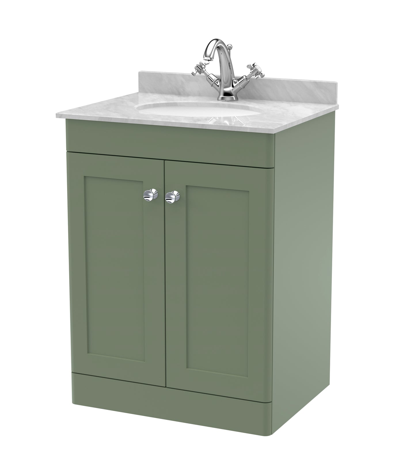 Classique 600mm Floor Standing 2 Door Bathroom Vanity Unit with Marble Top by Nuie