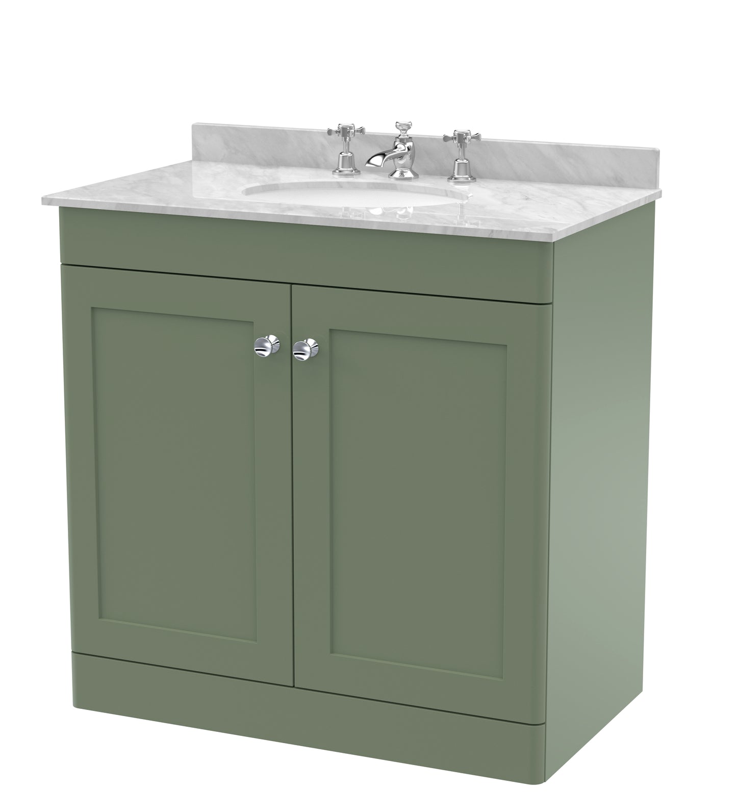 Classique 820mm Floor Standing 2 Door Vanity Unit with Marble Top by Nuie