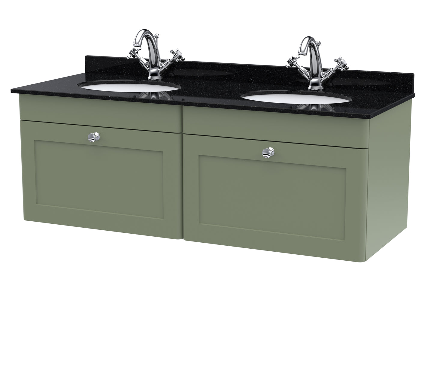 Classique 1220mm Wall Hung 2 Drawer Vanity Unit with Dark Marble Top by Nuie