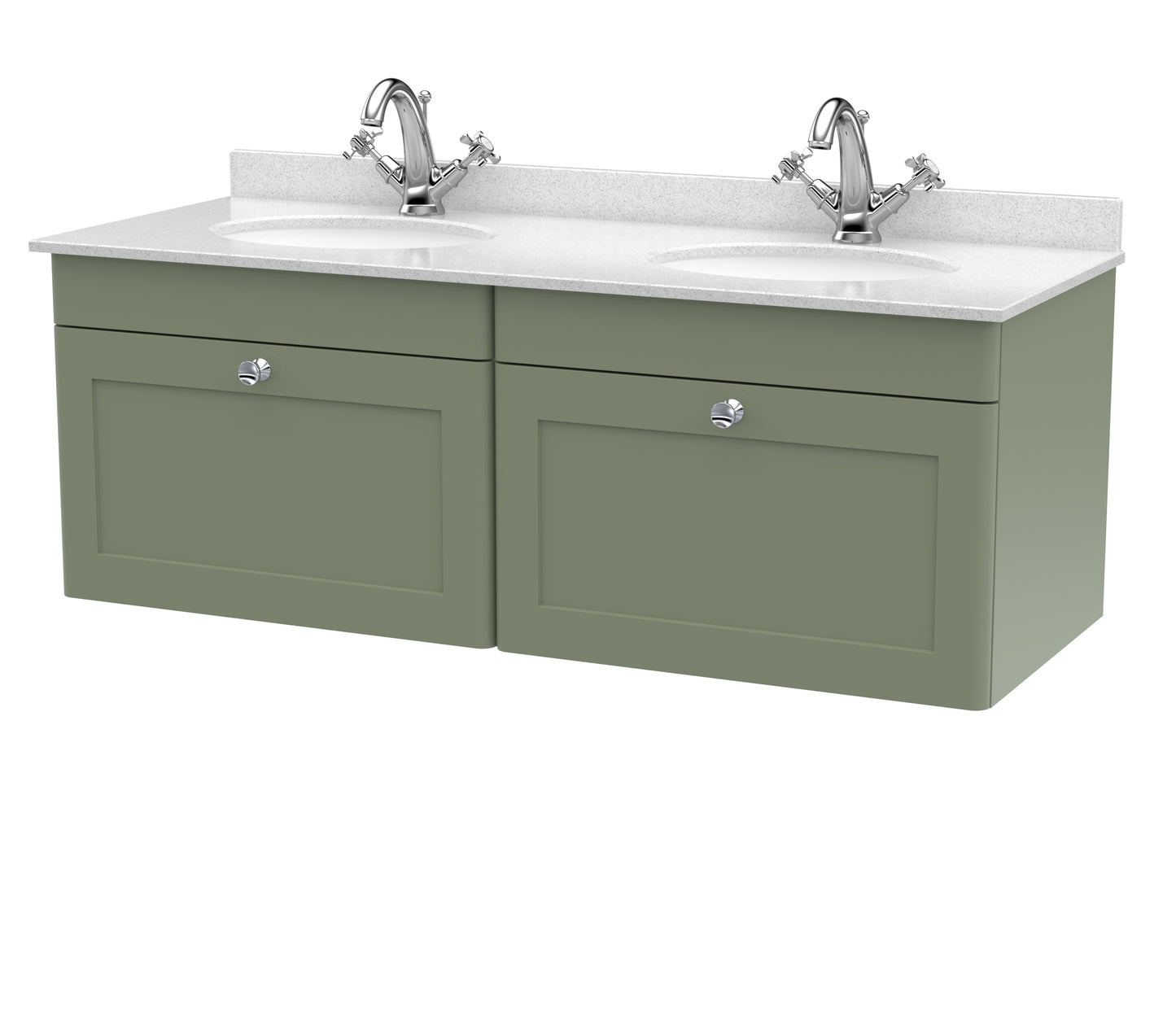 Classique 1220mm Wall Hung 2 Drawer Marble Top Vanity Unit by Nuie