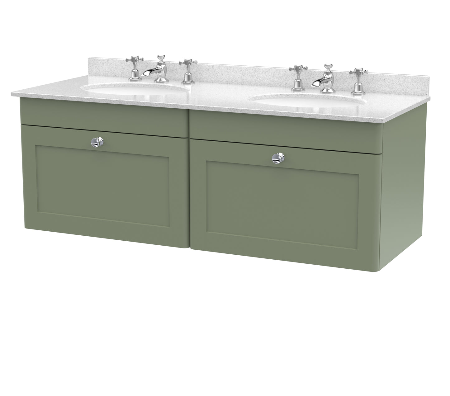 Classique 1220mm Wall Hung 2 Drawer Bathroom Vanity Unit with Backsplash by Nuie