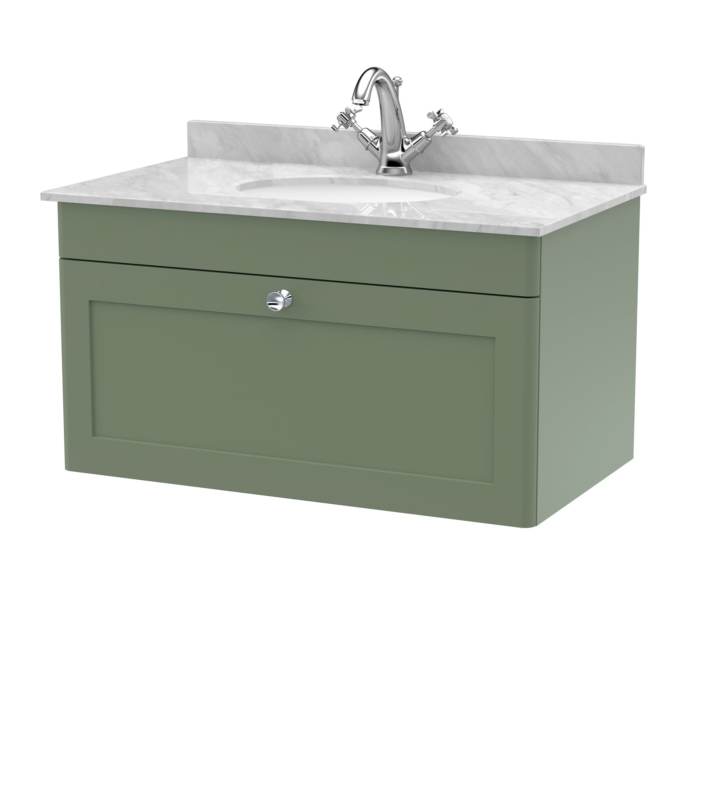 Classique 800mm Wall Hung 1 Drawer Vanity Unit with Marble Top by Nuie