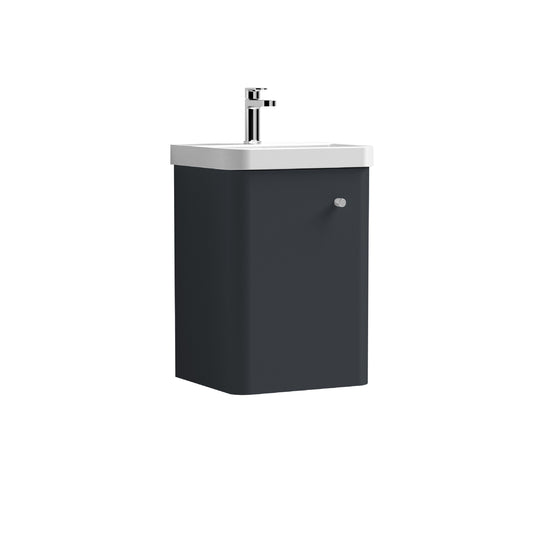 Nuie 400mm Soft Black Wall Hung 1 Door Vanity Basin Unit Including Ceramic Basin