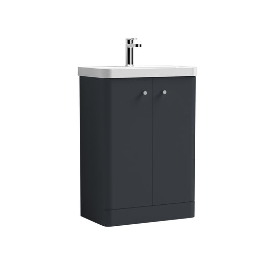 Core Floor Standing 2 Door Vanity Basin Unit & Ceramic Basin, 600mm