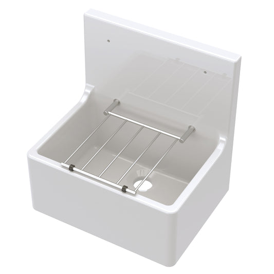 Fireclay Sinks Fireclay Cleaner Sink with Grid 515mm x 535mm x 393mm