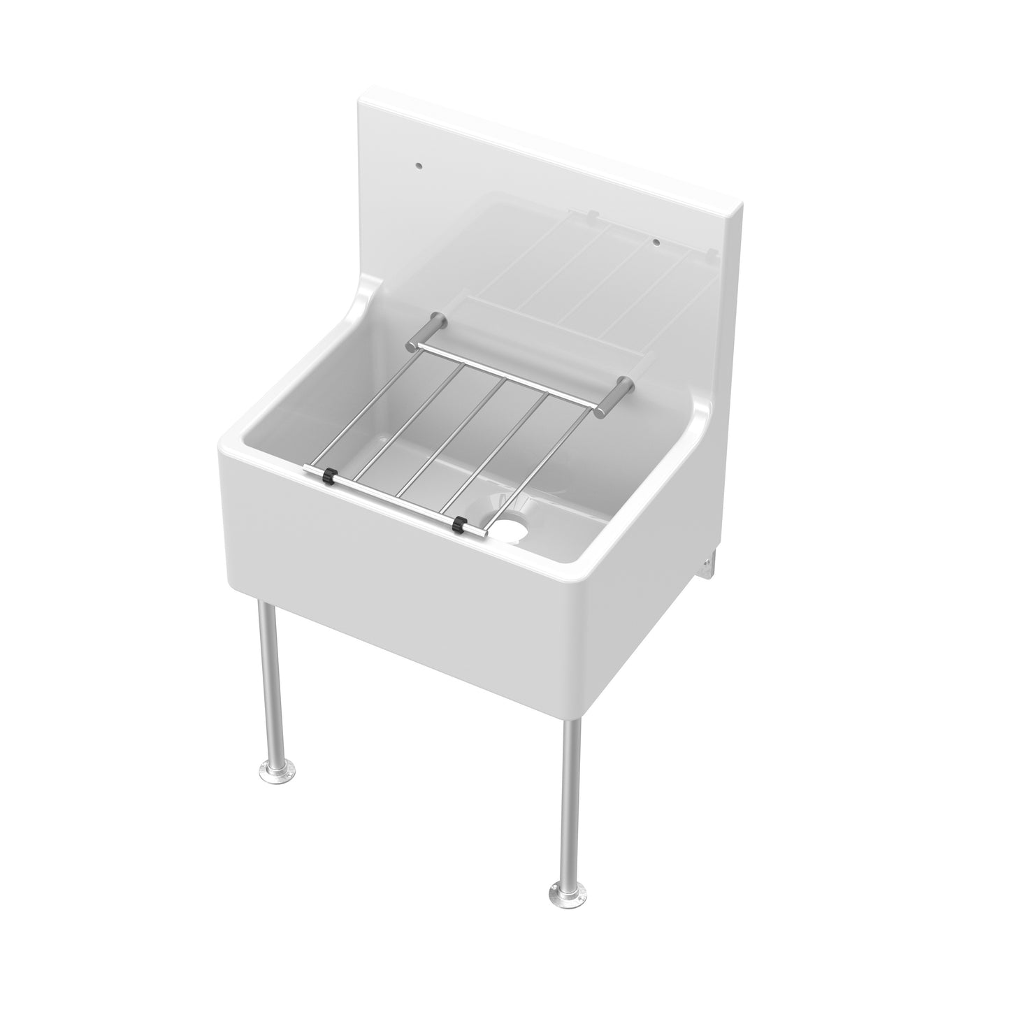 Nuie 515x535x393mm Cleaner Sink inc Legs, Bracket & Backsplash