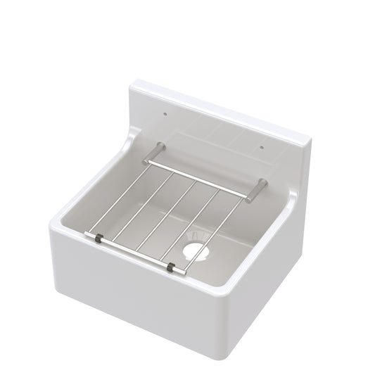 Fireclay Cleaner Sink with Grid 455mm x 362mm x 396mm