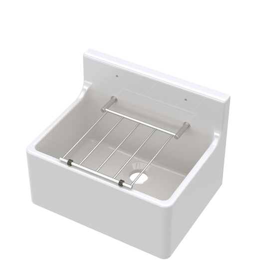 Fireclay Cleaner Sink with Grid 515mm x 382mm x 393mm