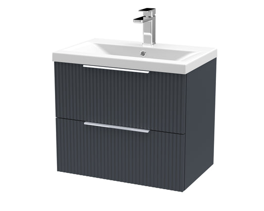 Hudson Reed Fluted 600mm Wall Hung 2-Drawer Vanity Unit Including Basin