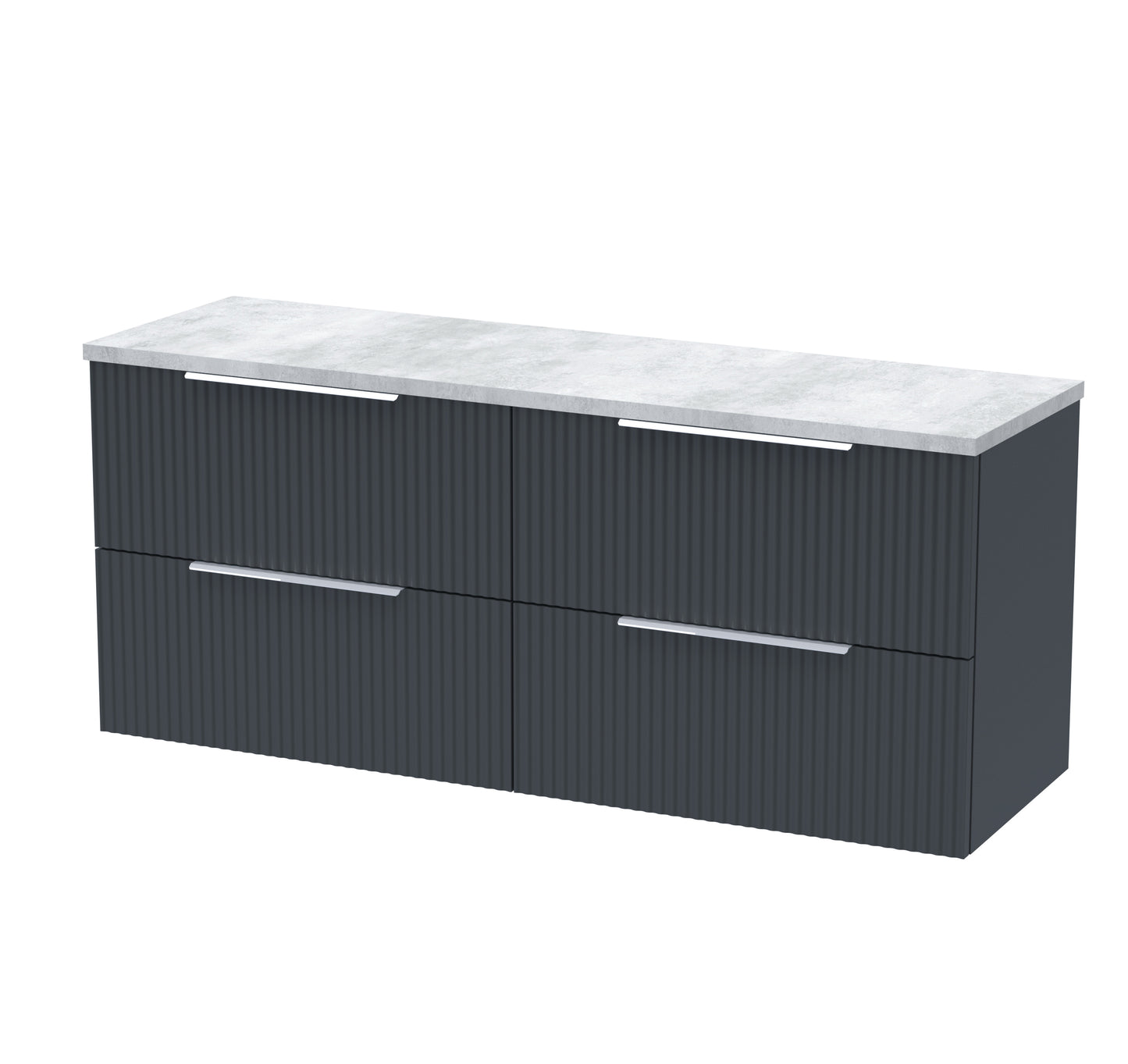 Hudson Reed Fluted 1200mm Wall Hung 4-Drawer Vanity Unit With Laminate Worktop