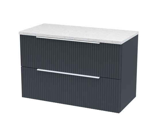 Hudson Reed Fluted 800mm Wall Hung 2-Drawer Vanity Unit With Laminate Top