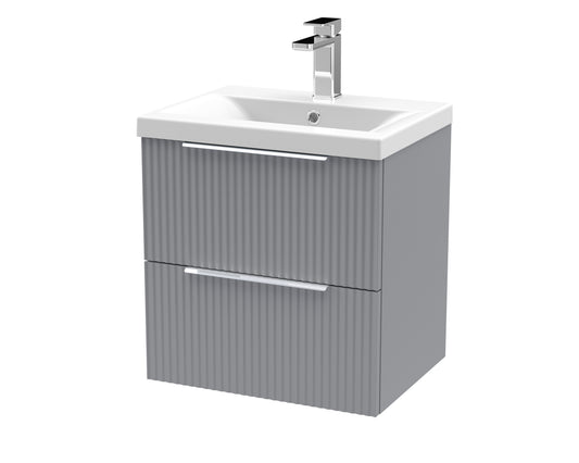 Hudson Reed Fluted 500mm Wall Hung 2-Drawer Vanity Unit Including Basin