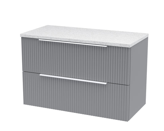 Hudson Reed Fluted 800mm Wall Hung 2-Drawer Vanity With Laminate Top