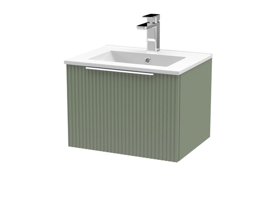 Hudson Reed Fluted 500mm Wall Hung Single Drawer Vanity Unit with Basin