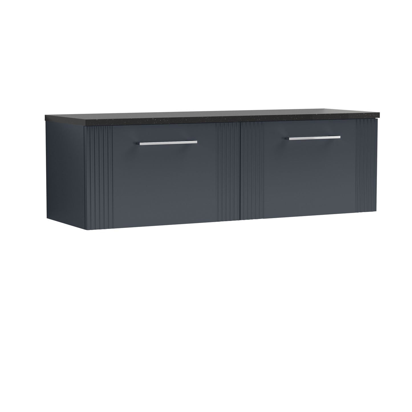 Nuie 1200mm Soft Black Wall Hung 2-Drawer Vanity Unit With Laminate Worktop