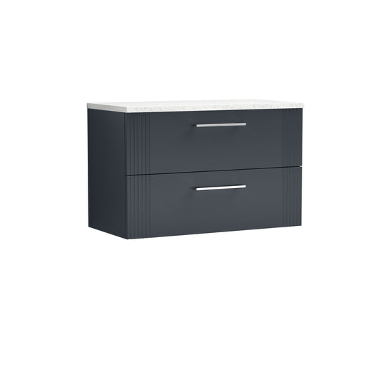 Nuie Deco 800mm Wall Hung 2-Drawer Vanity With Laminate Top & Chrome Handles