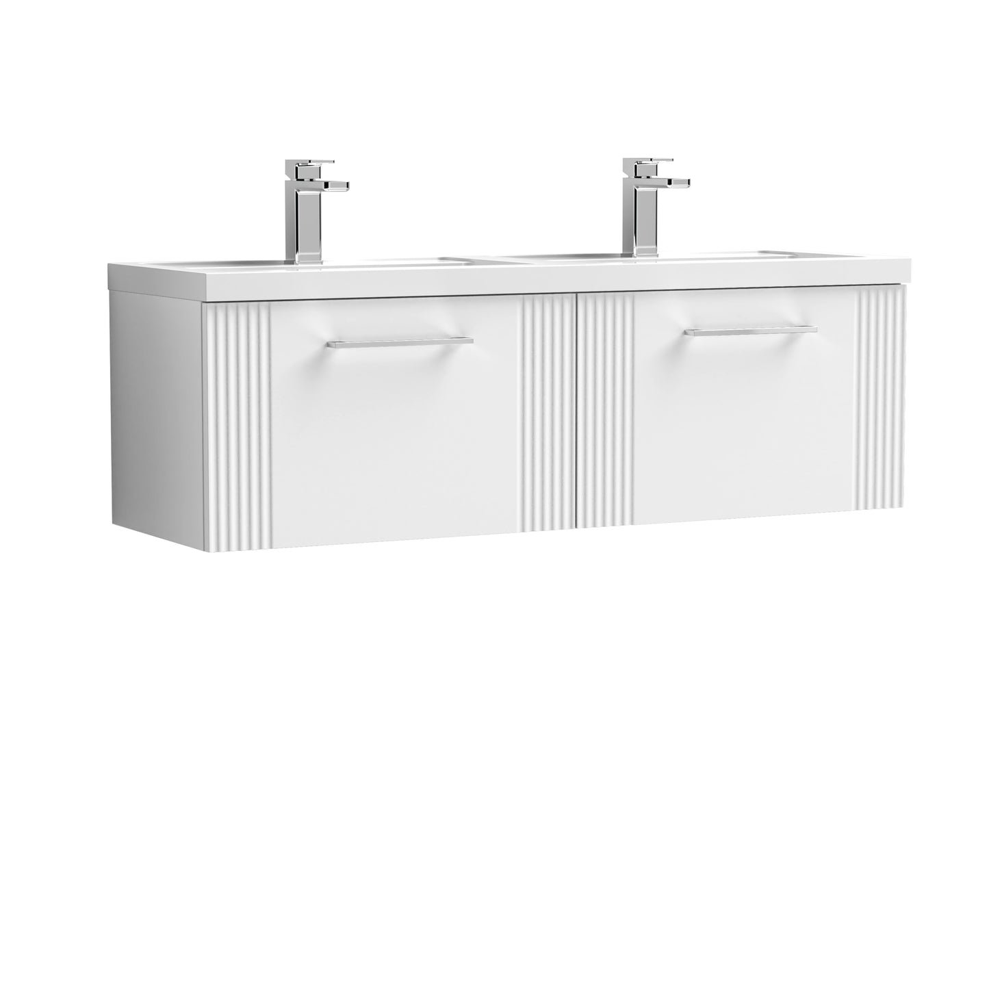 Nuie Deco 1200mm Wall Hung 2-Drawer Vanity & Double Basin With Chrome Handles