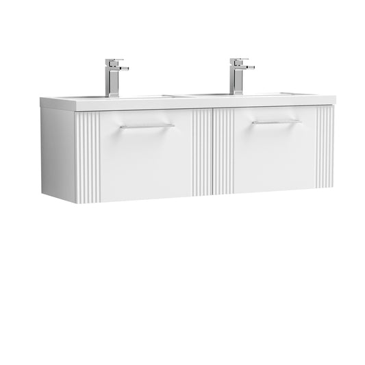 Nuie Deco 1200mm Wall Hung 2-Drawer Vanity & Double Basin With Chrome Handles