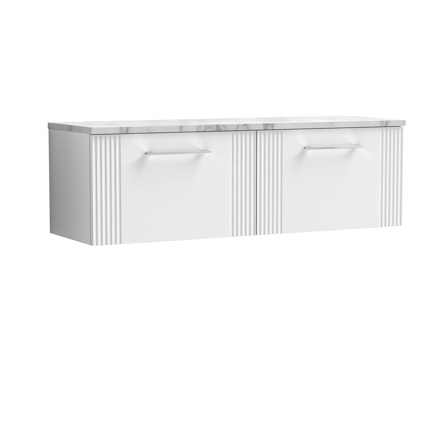 Nuie 1200mm Part Fluted Wall Hung 2-Drawer Vanity Unit With Laminate Worktop