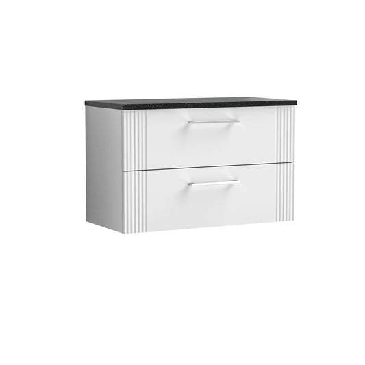 Nuie 800mm Wall Hung 2-Drawer Vanity Unit With Laminate Top & Chrome Handles