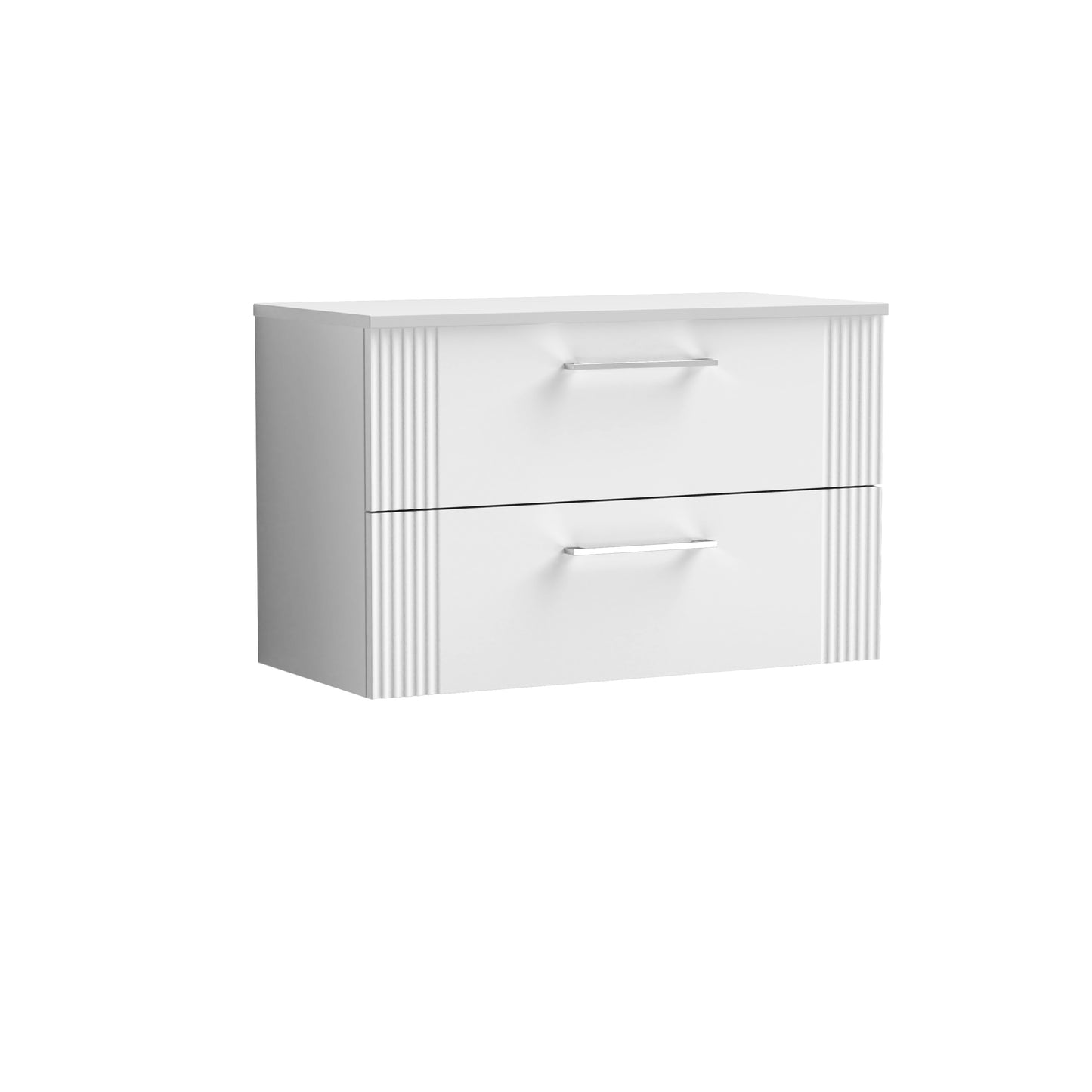 Nuie Deco 800mm Wall Hung 2-Drawer Vanity With Worktop & Chrome Handles