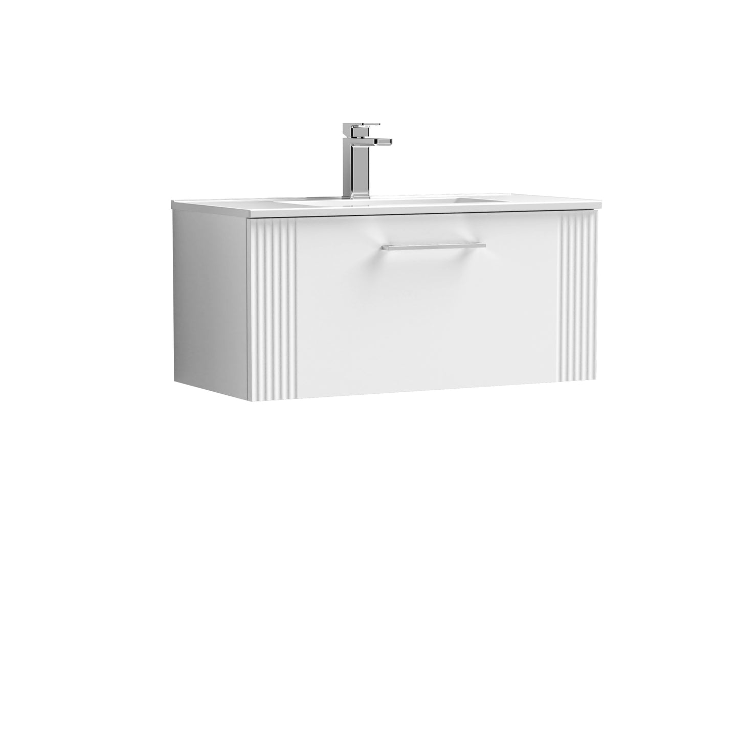 Nuie Deco 800mm Wall Hung Vanity Unit & Basin With Chrome Handles
