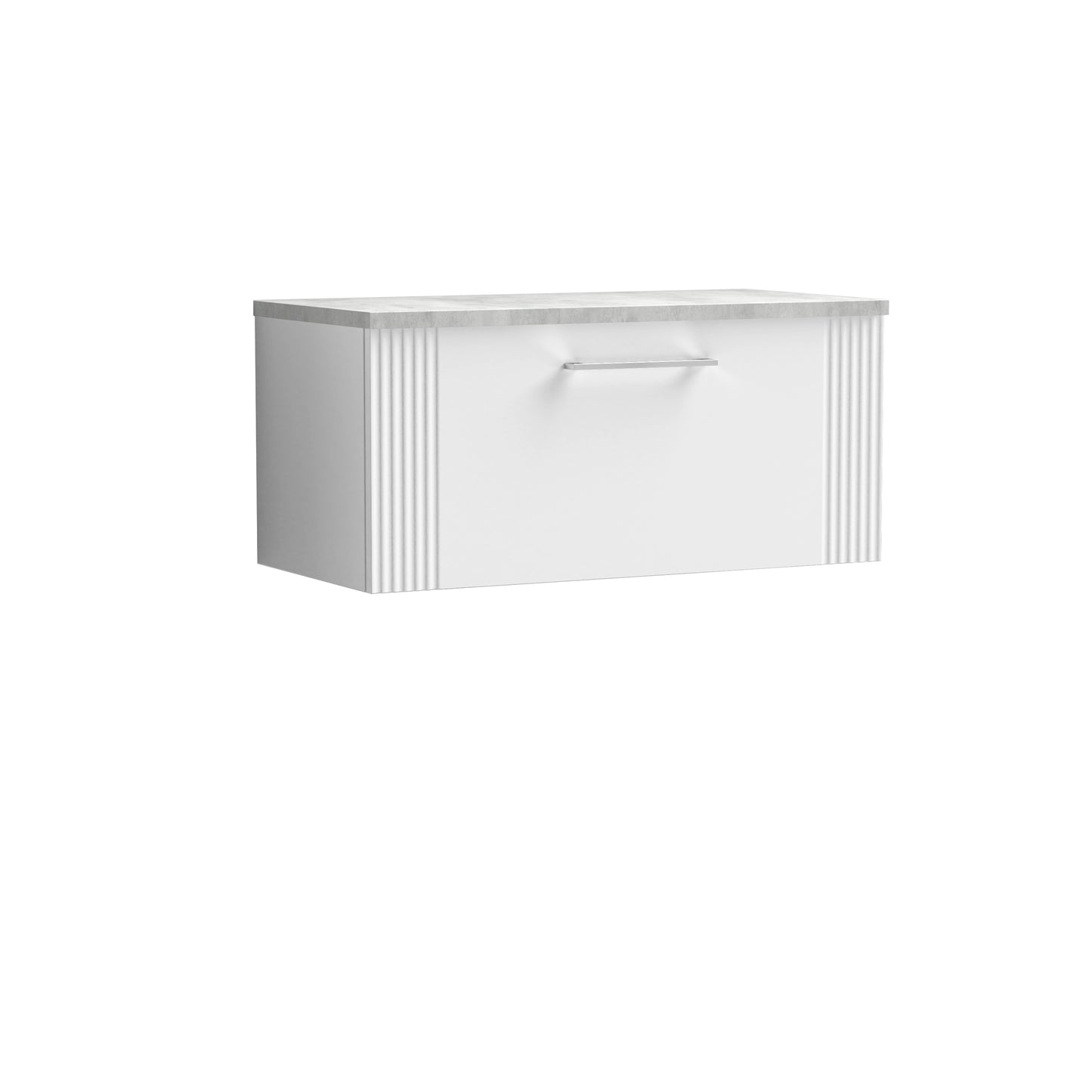 Nuie Deco 800mm Wall Hung Vanity With Laminate Top & Chrome Handles