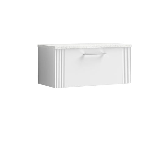 Nuie 800mm Wall Hung Single Drawer Vanity With Laminate Top & Chrome Handles