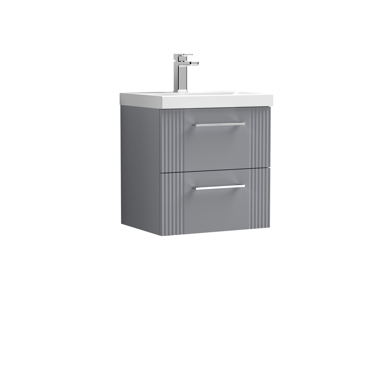 Nuie 500mm Wall Hung 2-Drawer Vanity Unit with Basin & Chrome Handles