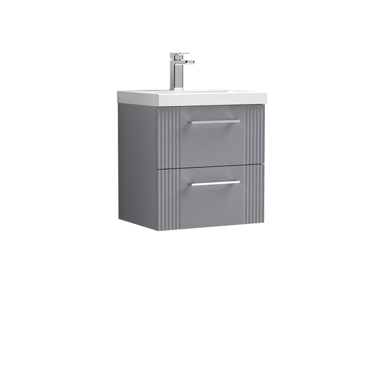 Nuie 500mm Wall Hung 2-Drawer Vanity Unit with Basin & Chrome Handles