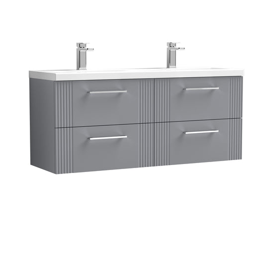 Nuie Deco 1200mm Satin Grey Wall Hung 4-Drawer Vanity & Double Basin