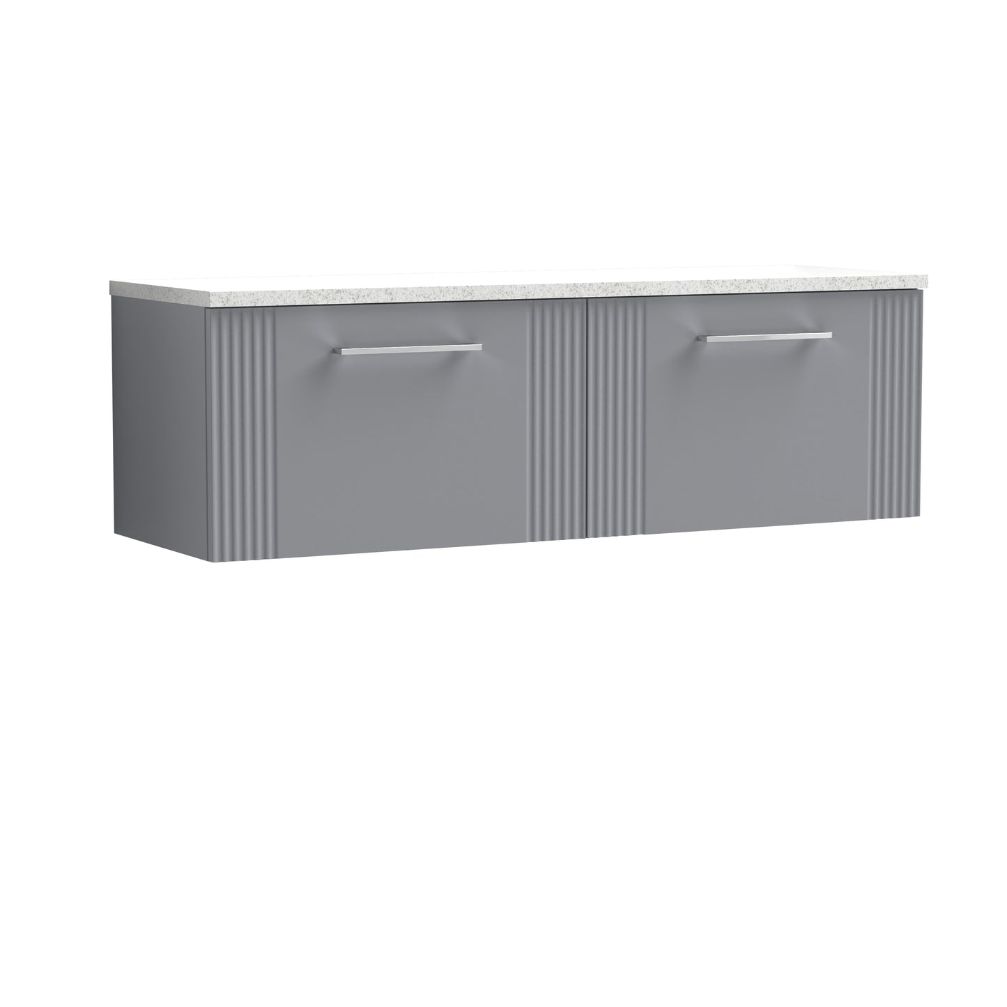 Nuie 1200mm Satin Grey Wall Hung 2-Drawer Vanity Unit With Laminate Worktop