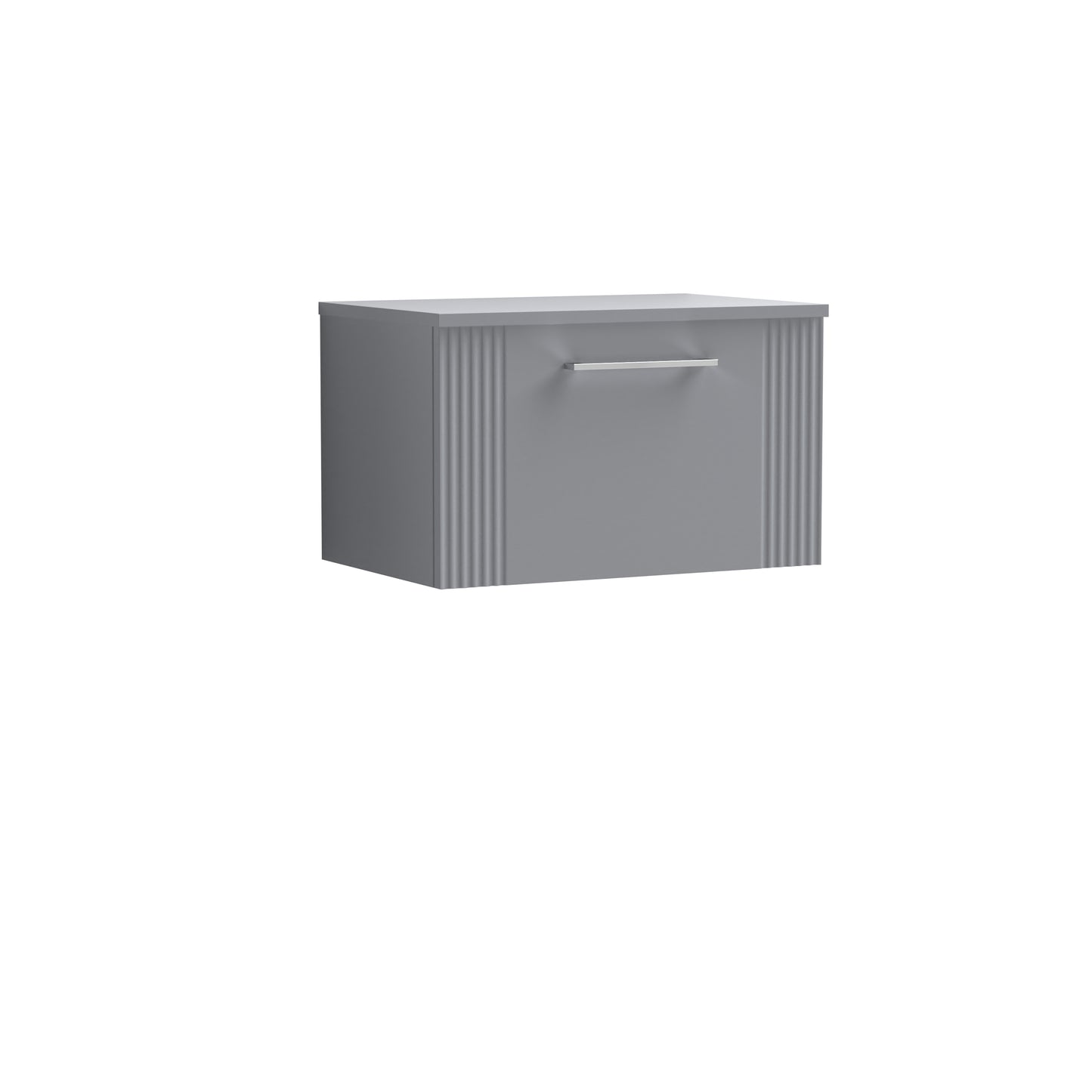 Nuie 600mm Wall Hung Single Drawer Vanity Unit & Worktop With Chrome Handles