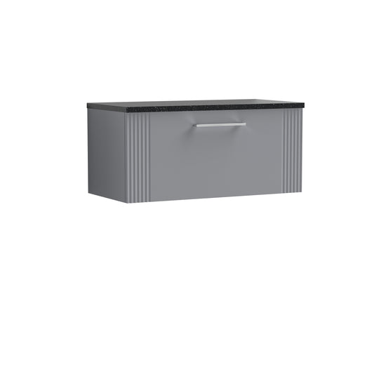 Nuie 800mm Wall Hung Single Drawer Vanity Unit with Laminate Top With Chrome Handles