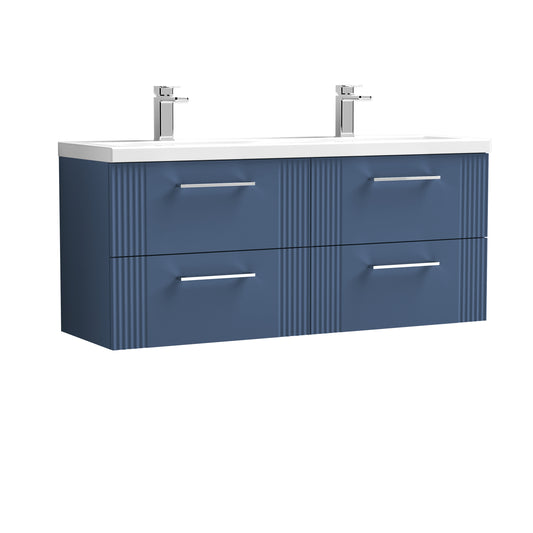 Nuie Deco 1200mm Wall Hung 4-Drawer Vanity Unit with Double Basin & Chrome Handles