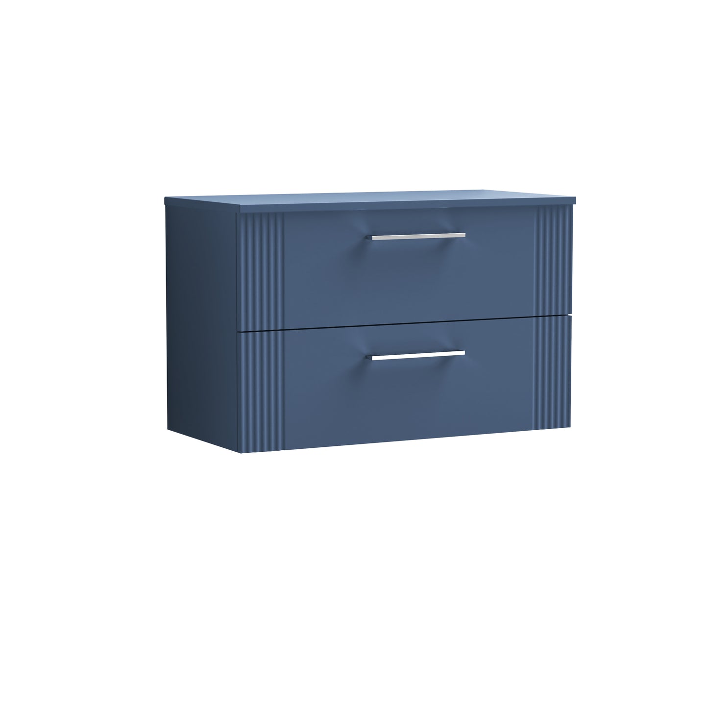 Nuie Deco 800mm Wall Hung 2-Drawer Vanity & Worktop With Chrome Handles