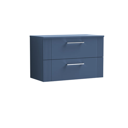 Nuie Deco 800mm Wall Hung 2-Drawer Vanity & Worktop With Chrome Handles