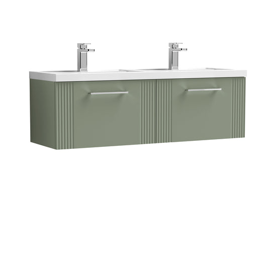 Nuie Deco 1200mm Wall Hung 2-Drawer Vanity & Double Basin With Handles