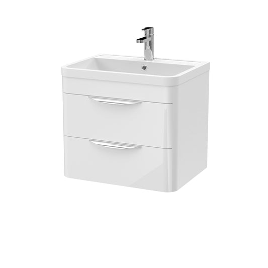Nuie 600mm Wall Hung 2 Drawer Vanity Unit with Polymarble Basin