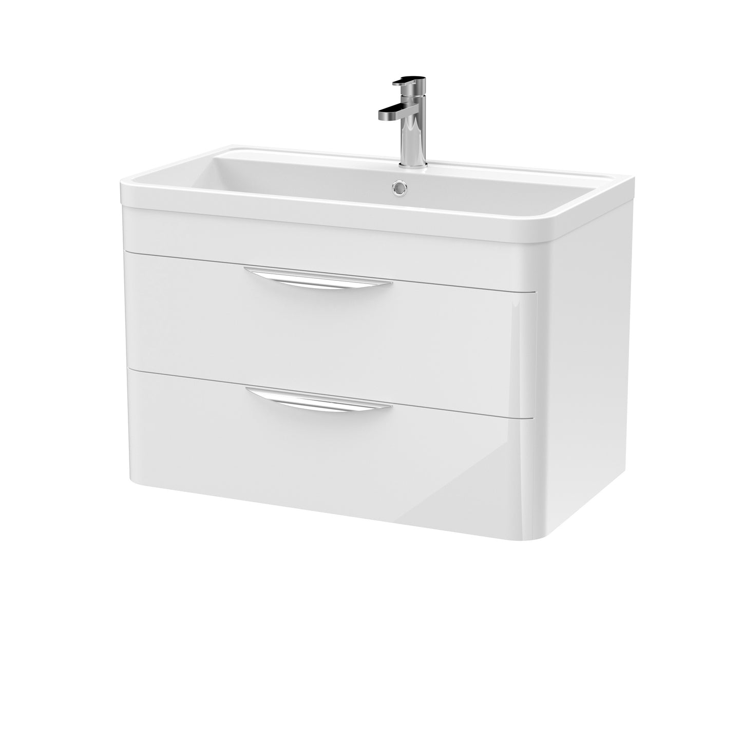 Nuie 800mm Wall Hung 2 Drawer Vanity Unit with Polymarble Basin with Soft Close Drawers