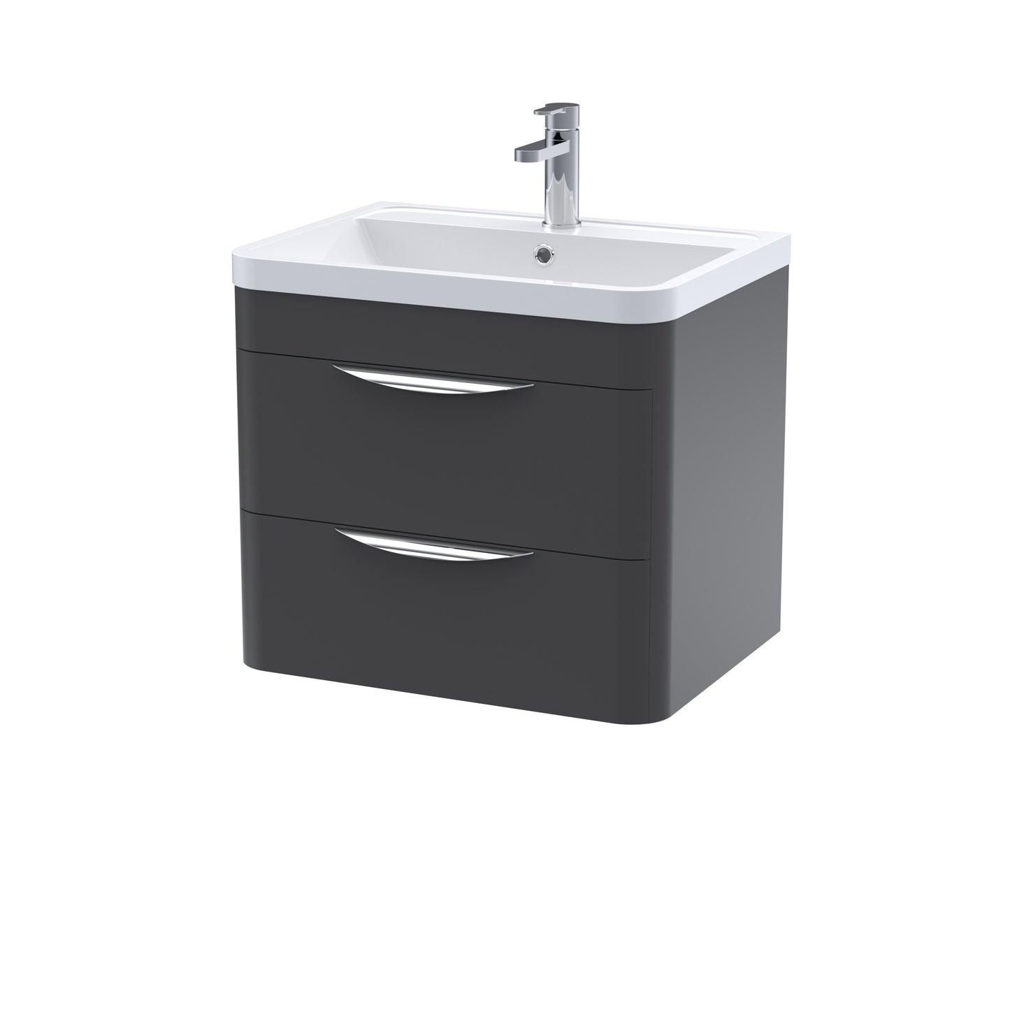 Nuie Parade 600mm 2 Drawer Wall Hung Vanity Unit With Polymarble Basin