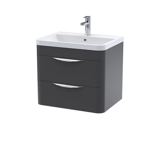 Nuie Parade 600mm 2 Drawer Wall Hung Vanity Unit With Polymarble Basin